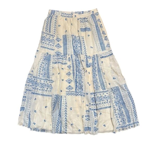 Blue and White Patterned Maxi Skirt - Picture 2 of 6